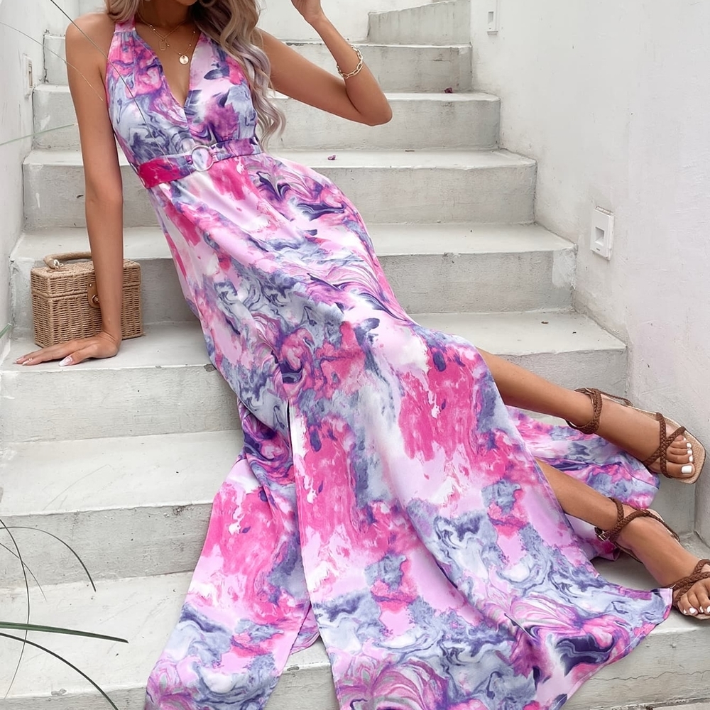 Mixed Open Back Dress - Picture 5 of 9